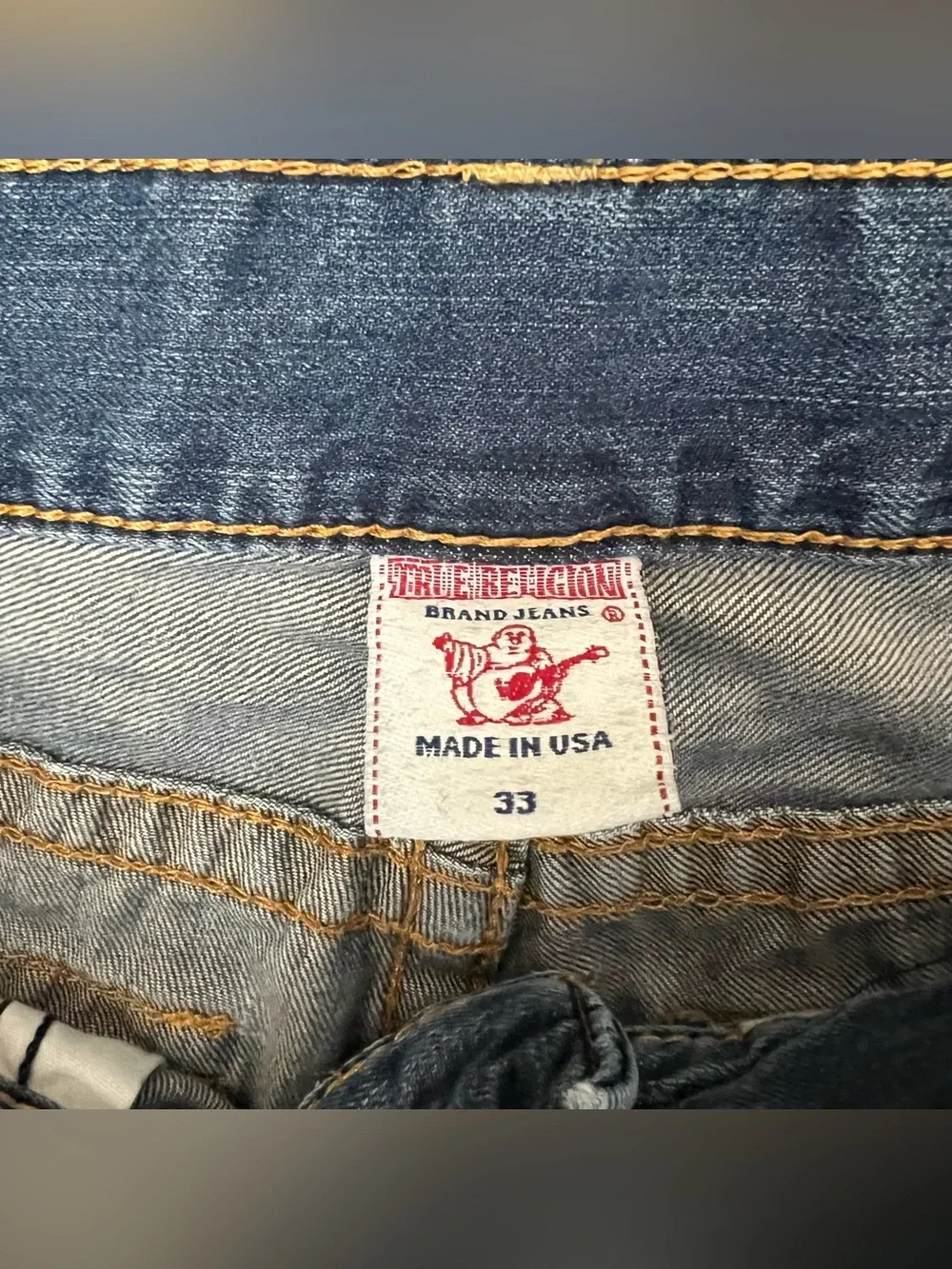 True Religion Billy Super T Y2K 90s Jean Shorts Jorts Size 33 Distressed